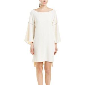 NWT Halston Heritage flounce-sleeve boatneck dress with embroidery